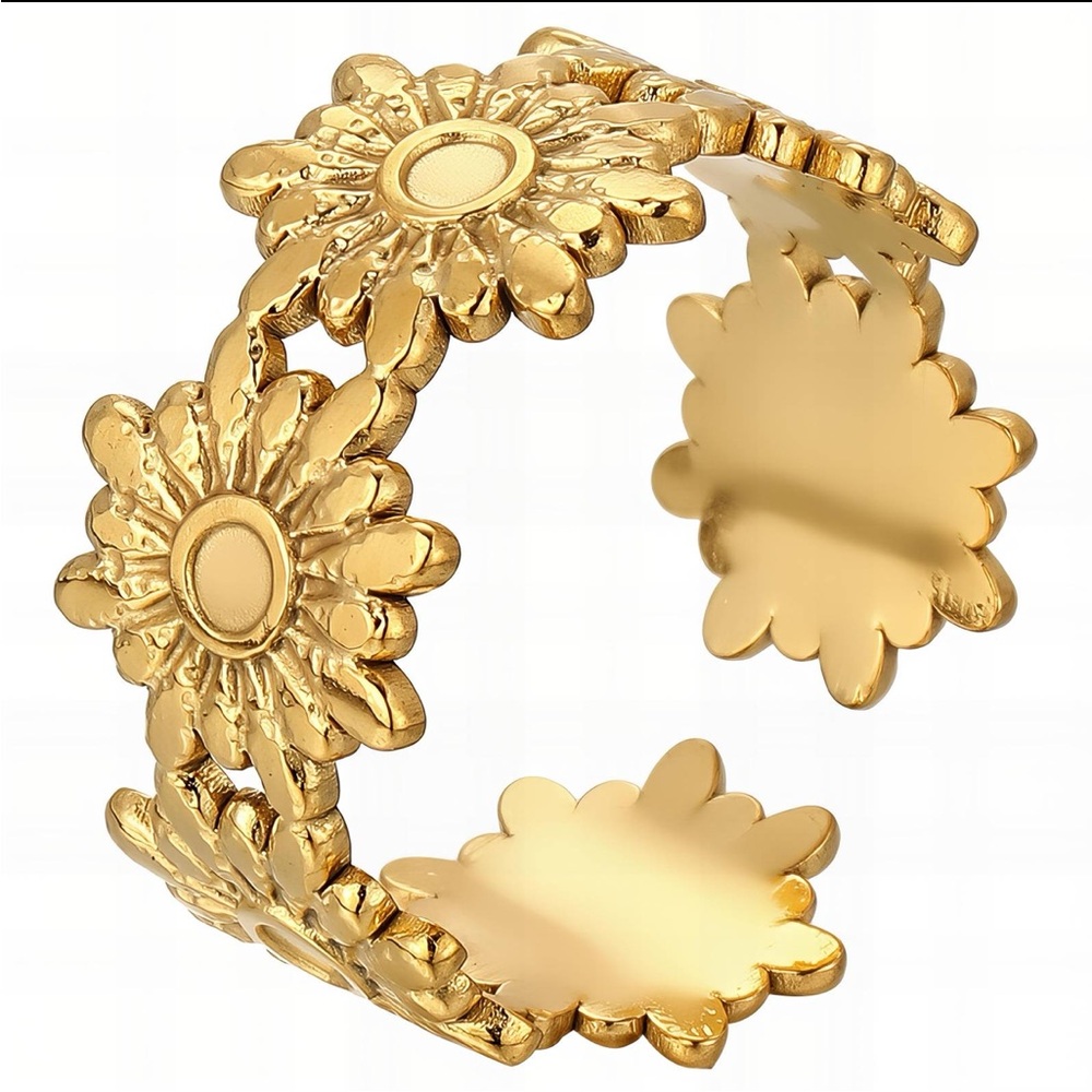 18k Gold plated Stainless steel Floral Women's ring